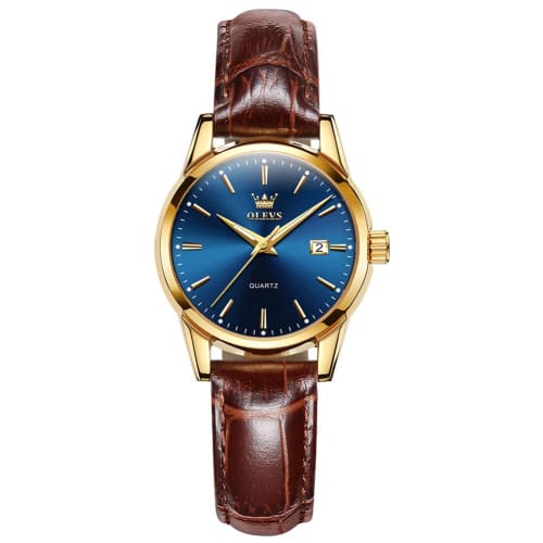 

Stylish women s blue wristwatch with a waterproof, ultra-thin design and a leather strap. Features a small, simple dial for easy reading. Perfect for