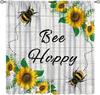 Sunflower Curtains for Kitchen,Black Pithy Rustic Sunshine Beautiful Wonderful Sunflower Plant Flower Butterfly Window Drapes