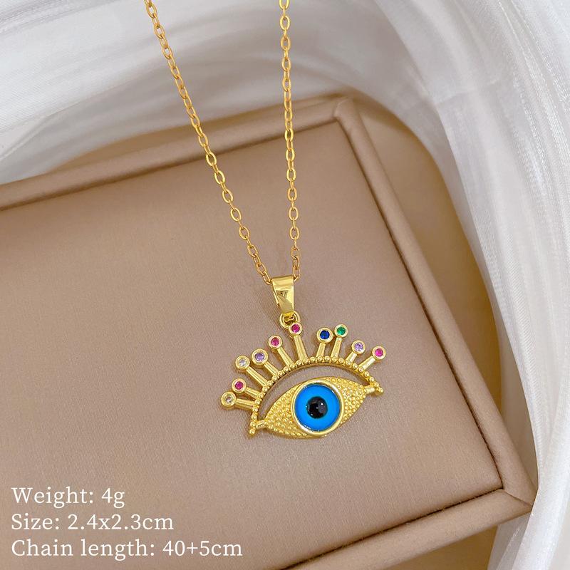 Copper Micro-Inlaid Light Luxury Fashion Personality Temperament Gorgeous Full Diamond Necklace Women'S Versatile Collarbone Chain Titanium Steel