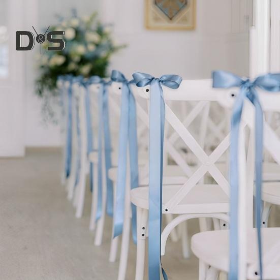 5 Pcs Wedding Bows Aisle Decorations Satin Ribbon Bows for Pew Back Ceremony Ribbons Sashes for Wedding Background Aisle Decor