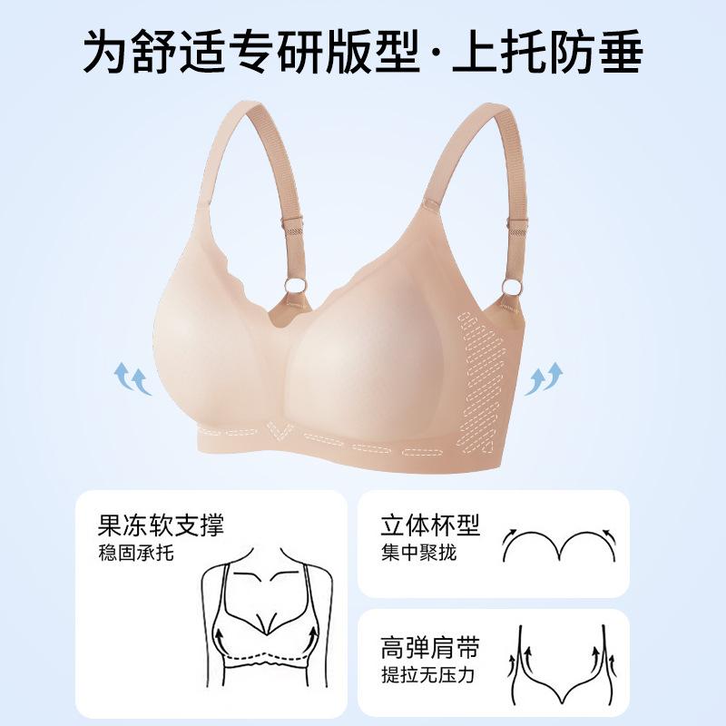 Summer Cool Breathable Bra, Light and Thin Upper Support Gathers and Collects Secondary Breasts, Jelly Glue Soft Support, Explosive Seamless Underwear