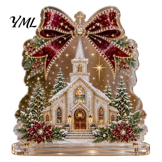 Seasonal Home Table Decorations Christmas Faux Diamond Painting Tabletop Ornaments, Beginner-Friendly DIY Acrylic Rhinestone Art Xmas Party