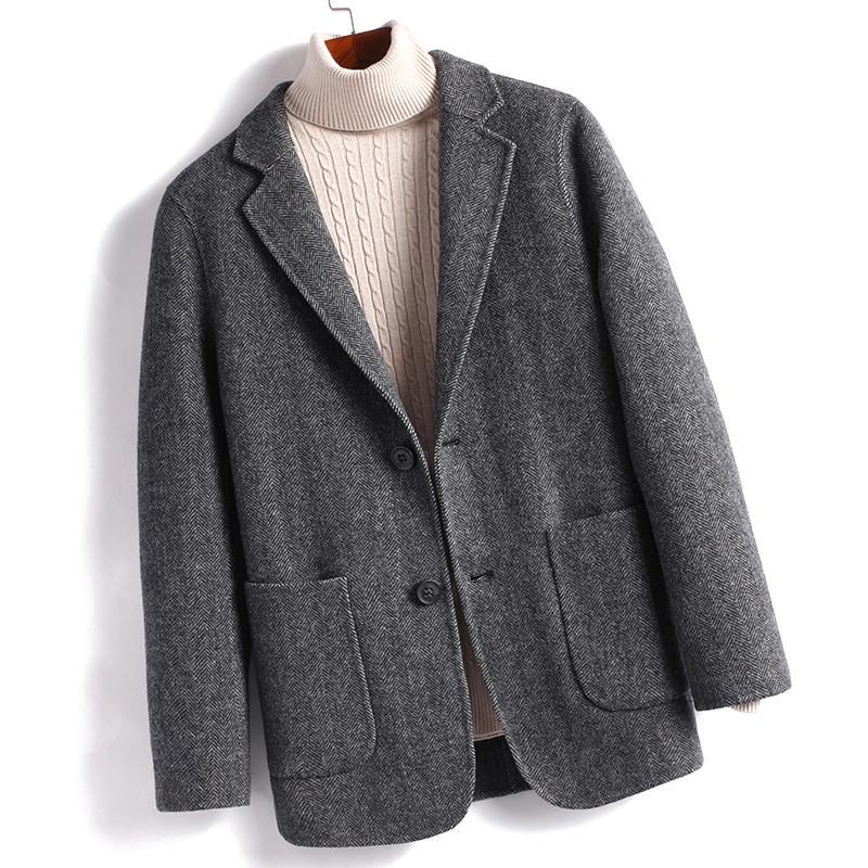 Men`s Herringbone Double-Sided Wool Blazer -