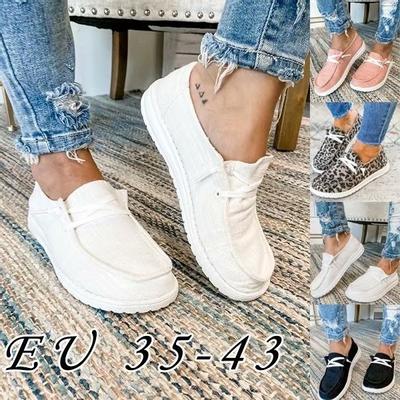 Yaz Modası Kadın Rahat Kanvas Bağcıklı Loafer'lar Düz tabanlı Bağcıklı Açık Düz Renk Ayakkabı