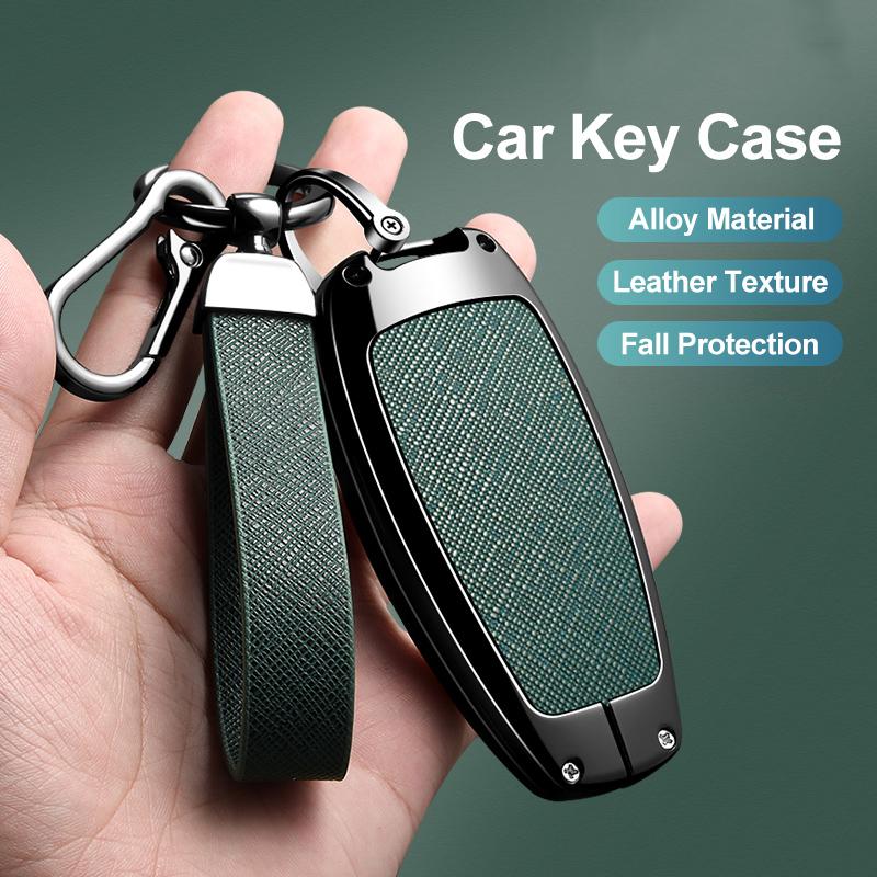 3/4 Button Zinc Alloy Leather Car Key Case For Hyundai Tucson Santa Fe Tucson Tuscany Nexo Nx4 Atos Prime Solaris I30