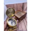 Compass with Wooden Box Compass Brass Compass 2" Nautical Vintage Engraved Compass Directional Magnetic Pocket Compass Gift
