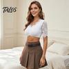 Tradiční německá blůza Dirndl Dámská crop top s květinovou krajkou, Bavorská kostýmová blůza na Oktoberfest, Krátký rukáv, Průhledná zkrácená košile, Sexy top