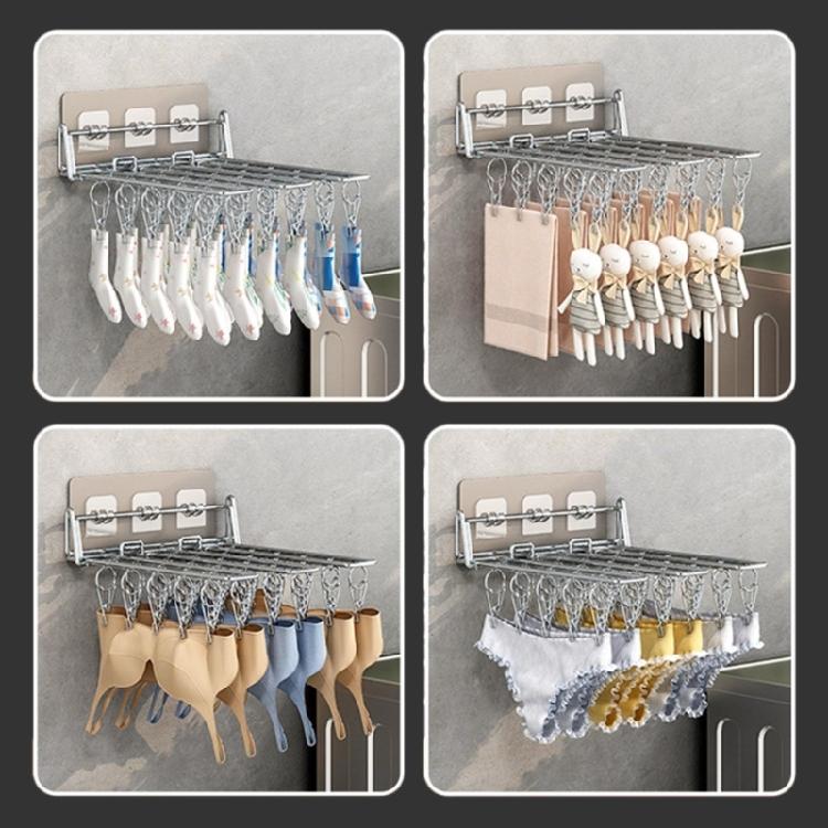 Wall Mounted Sock Hanger Stainless Steel Folding Drying Rack for Towel Underwear