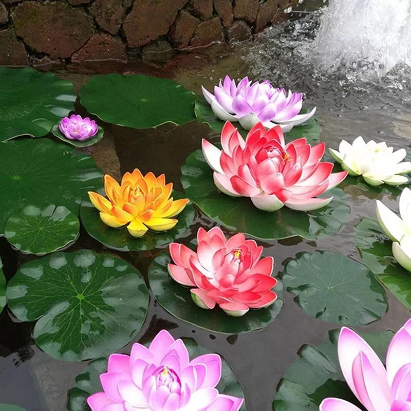 10cm/17cm Lotus Artificial Plantă Falsă Decor Iaz Nufăr Artificial Spumă Plutitoare Lotus Acasă Grădină Acvariu Floare Falsă