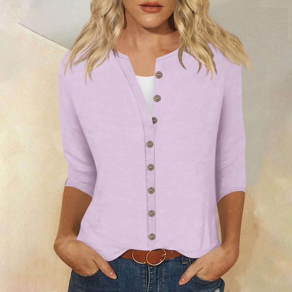 T-shirt ample à imprimé à manches 3/4 et col rond pour femme