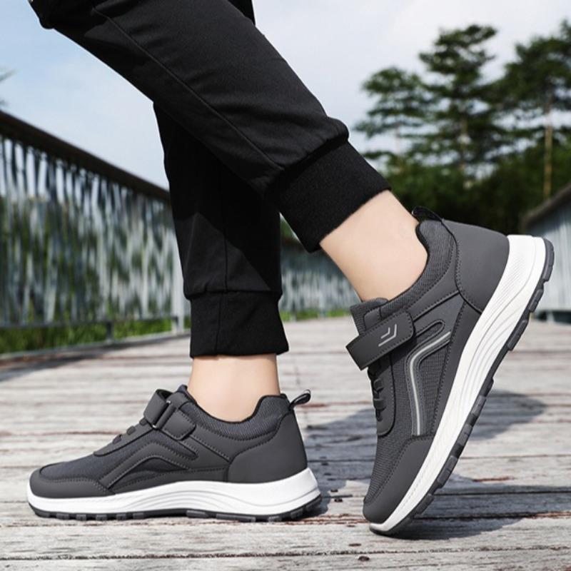 Men Elderly Walking Shoes Hook And Loop Casual Athletic Sneakers