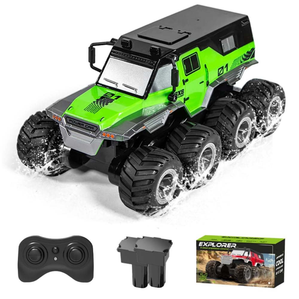 GOUYOSHI Amphibious Radio-Controlled Off-Road Car, Electric RC Car, Kids' Toy, 360-Degree Rotation, 8WD, Radio Law Compliant, 2.4GHz Remote Control,