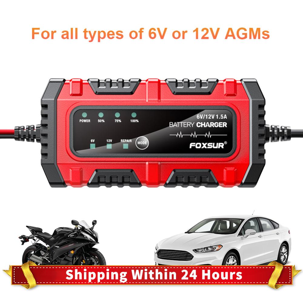 6V 12V 1,5A Motorrad-Batterieladegerät Auto- und Motorrad-Batterieladegerät für Auto LKW Boot SUV Blei-Säure AGM GEL Batterien