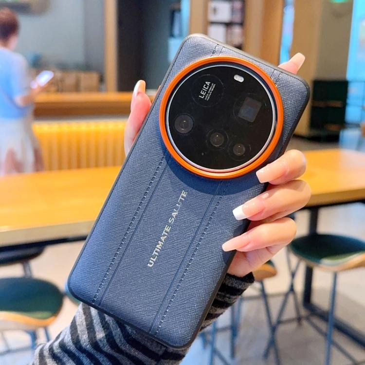 Metal Camera Lens Frame Buttons Vegan Leather Phone Case For Xiaomi 14 Ultra, Shockproof Protective Cover