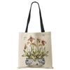 Plant Flowers Shopping Tote Bag Women Canvas Print Shoulder Bag Reusable Harajuku Large Capacity Travel School Handbag CLE