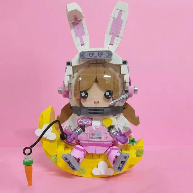 LOZ 1754 Weltraumabenteuer Kaninchen Astronaut Mädchen Mond Karotte Raumfahrer Puppe DIY Mini Blöcke Ziegel Gebäude Spielzeug für Kinder Keine Box