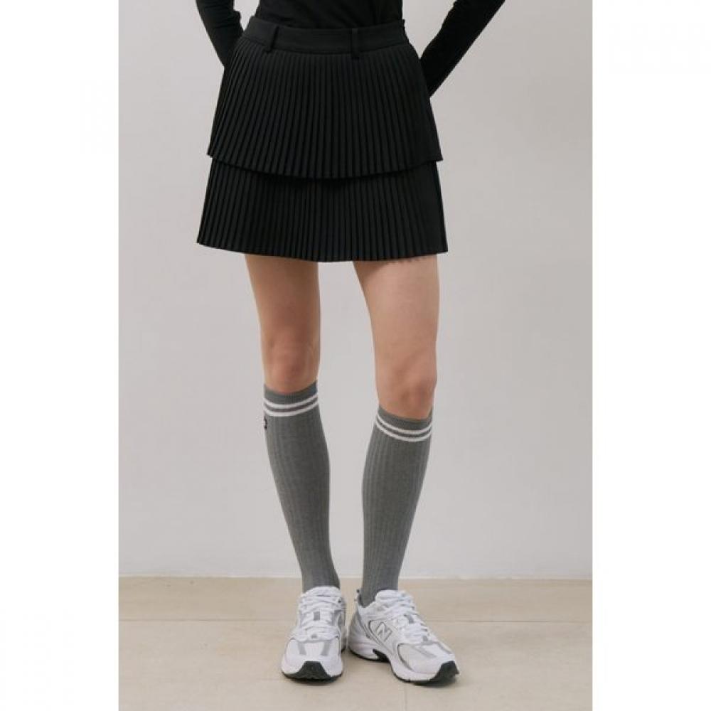 Goxo Double Pleated Skirt Black  Heart Logo M(28-30)