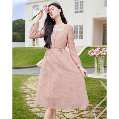 Rochie Midi Elegantă cu Mânecă Lungă Sishui Nianhua