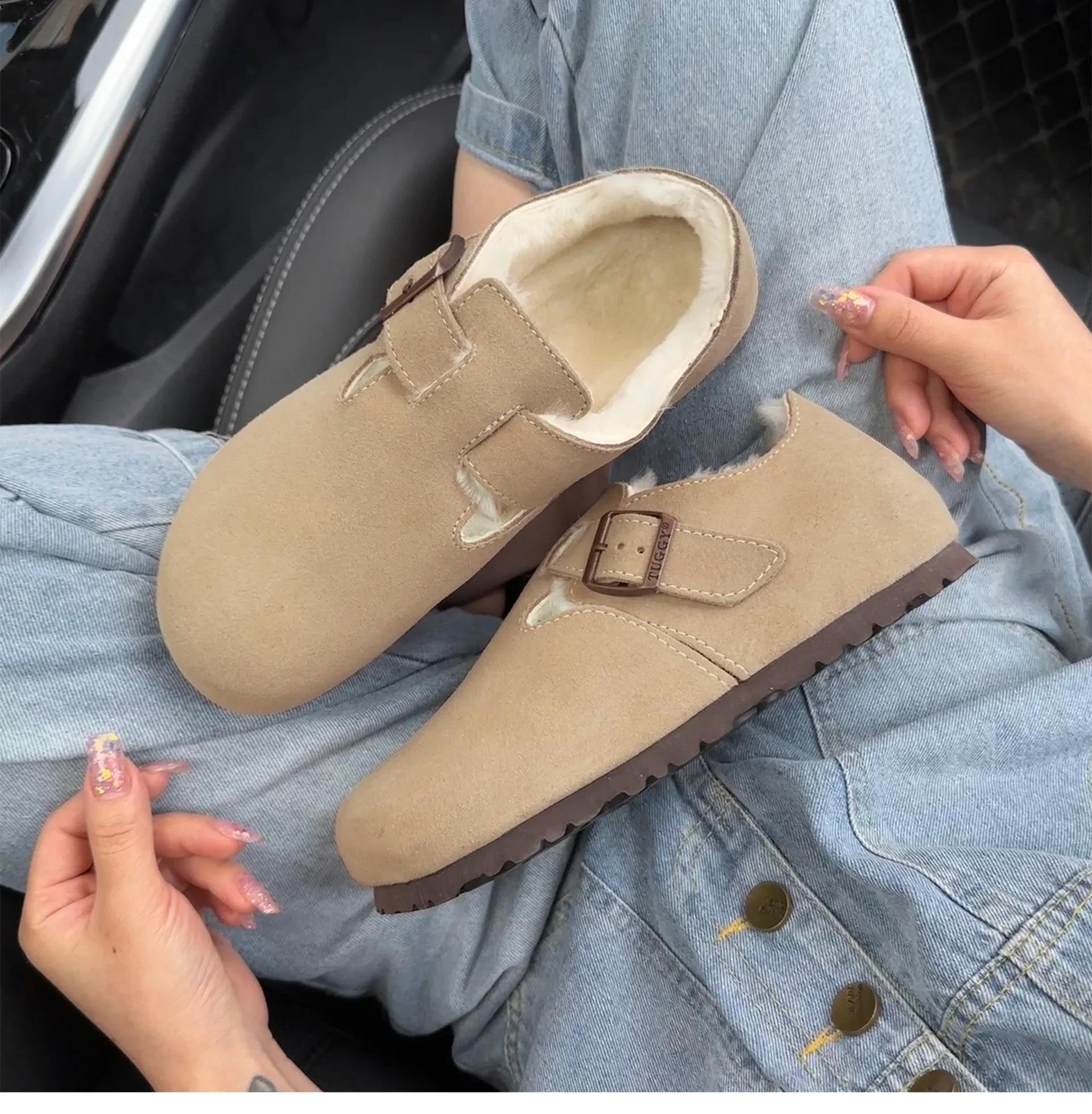 

Зимние ботинки Boken в стиле ретро, теплая и толстая воловья кожа, натуральная шерсть, зимняя женская обувь на плоской подошве 36