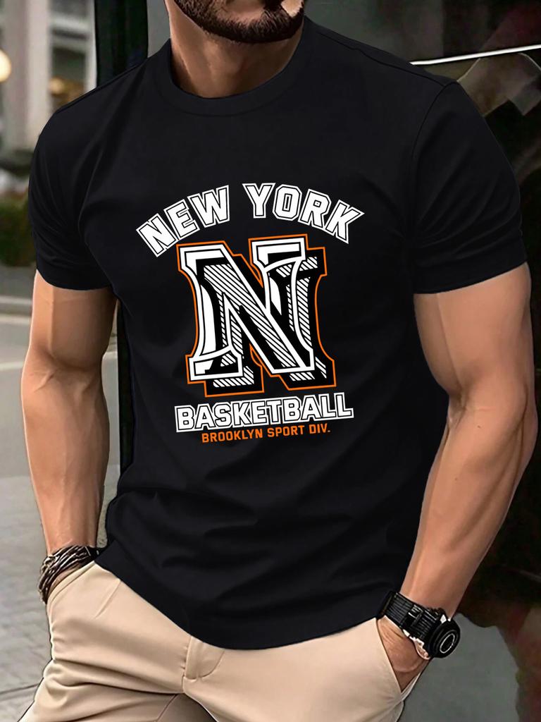 New York Brooklyn Basketball Print T Shirt Men Summer AllMatch Streetwear Trendy ONeck Clothes Cotton Oversized Man TShirts