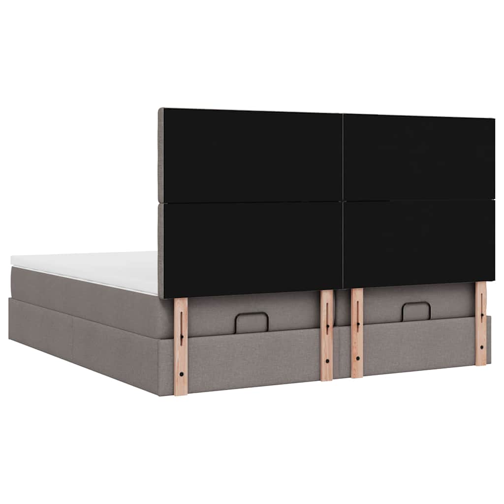 Ottoman Bed with Mattresses Taupe 200x200 Cm Fabric