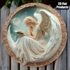Vintage Starlight Angel Moon Metal Wall Art 8x8 Inch Round Farmhouse Living Room Decor