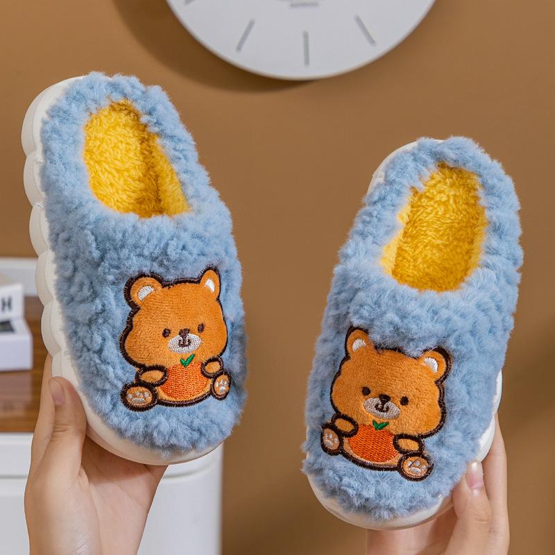 

Pantuflas Детские тапочки зимние новые Мультяшные удобные туфли для девочек нескользящие теплые домашние хлопковые туфли милые тапочки для мальчиков женские 28 29 insole17CM серый
