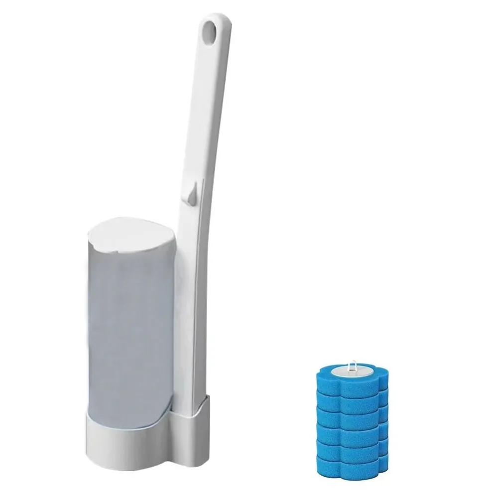 360° Cleaning Toilet Cleaning Kit Long Handle Wall Mounted Toilet Bowl Cleaners Brush Disposable Sponges