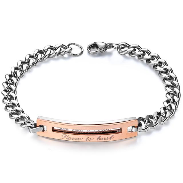 Couple Bracelets Bangles With Stainless Steel Zirocn Zircon Bracelet for Women Men Jewelry Gifts