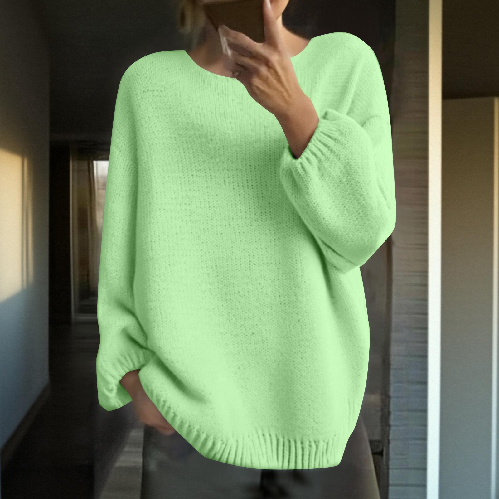 

Женский Свободный Зимний Вязаный Модный Повседневный Пуловер XXL зелёный