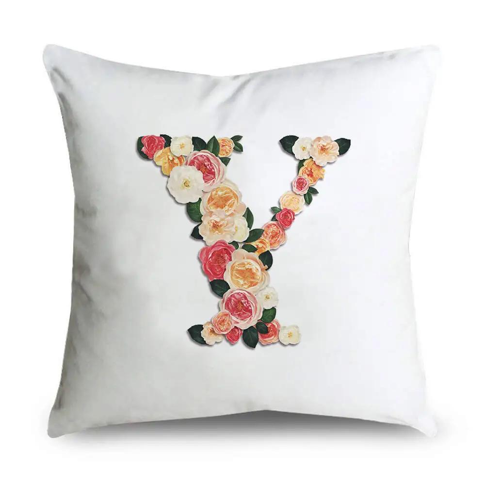 Pillow Home Decor Chair Pillowcase Wedding Decoration Cushion Cover Pink Flower Letter Sofa Car
