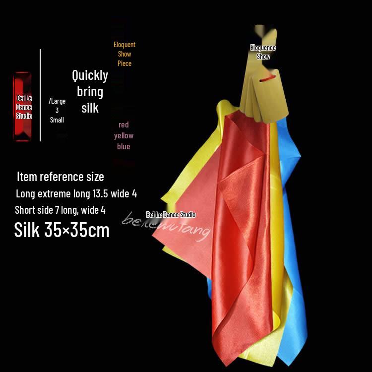 Small Square Towels for Adult Performance and Kindergarten Dance Props: Bamboo Clappers and Silk Ribbons for Eloquence Training