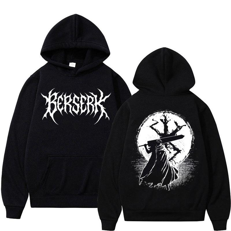 Japan Anime Guts Berserk Guts Hoodies Swordsman Gatsu Vintage Harajuku Gothic Sweatshirt Oversized Fleece Tracksuit Streetwear