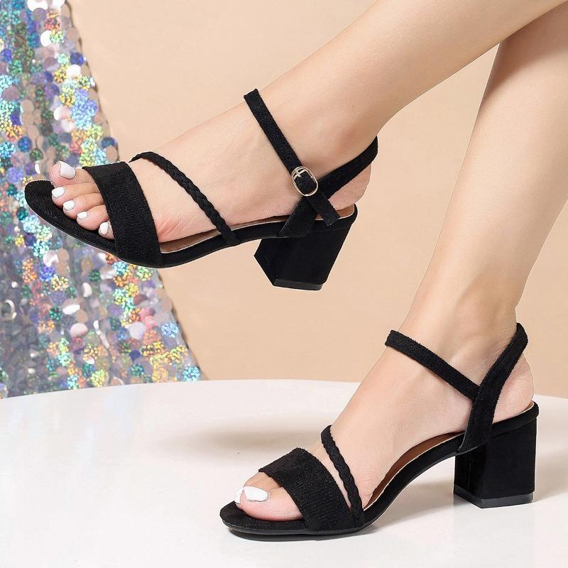 Fashion New Women Sandals Chunky Heels Slides Slippers Summer Girl Elegant Shoes Woman Plus Size 42 Female Fashion High Heeled Sandals
