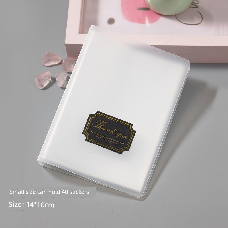

Nail Stickers Storage Book Hold 80 Sheets of Minimalist Japanese Style Nail Decals Album Frosted Gold Label Inner High Transparent Paper Small size (can hold 40 sheets)