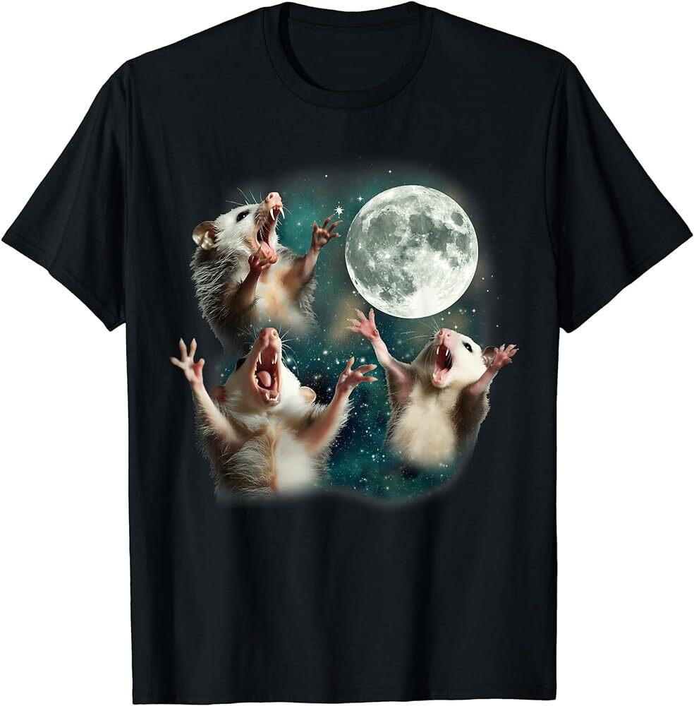 Three Possum Moon 3 Opossum Funny Weird Cursed Meme T-Shirt Unisex T-Shirt XXXXL