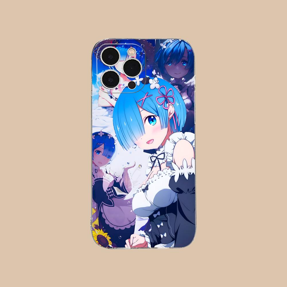 RE REM RAM Emilia Phone Case for iPhone 16 15 14 13 12 11 X XR XS 8 6 Pro Max Plus Mini Clear Colour Printing Pretty Cellphones