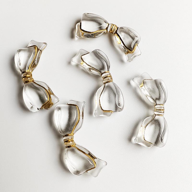 Acrylic High Gloss Transparent Beading Jewelry Accessories with Gold Trim Bowknot