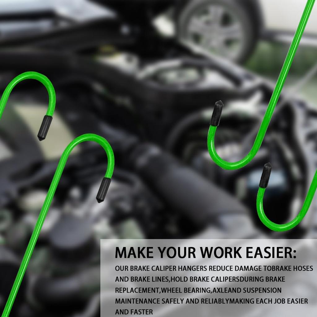 4 Pcs Brake Caliper Hangers, Hook for Brake Pads Replacement, Brake System Maintenance with Rubber Tips, Universal Automotive Tool for Braking