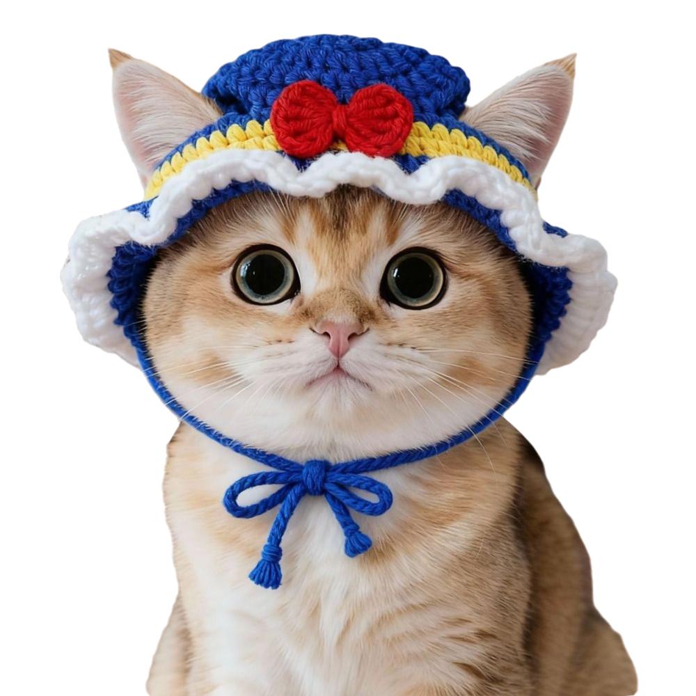 Refined Elastic Cat Knitted Hat Soft Handmade Craft Pet Cosplay Headwear Comfortable To Wear Skin-Friendly Winter Dog Cap