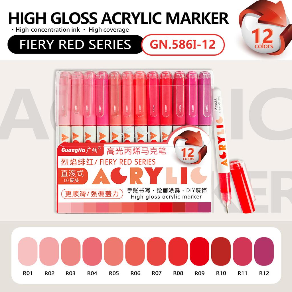 12 Colors Acrylic Paint Pens Markers Brush Tip Paint Markers For Rock Painting Wood Canvas Stone,Christmas Gift DIY Crafts