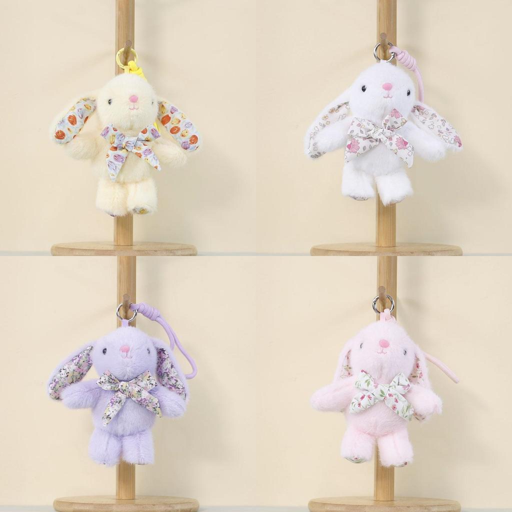Plush Bunny Keychain With Cute Bow For Bag Decor And Gift