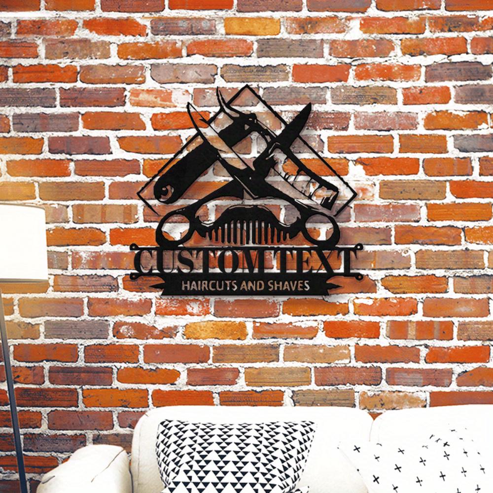 Durable Power Free Custom Metal Sign Barbershop Wall Decor Hair Business Hanging Art