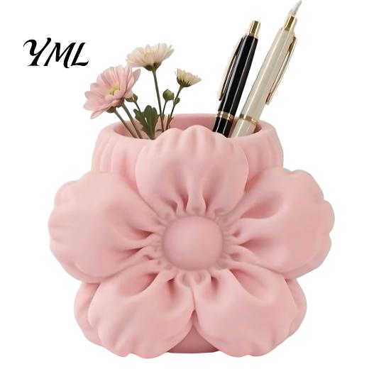 Unique Pencil Cup Flower Shape Pen Holder, 3D Printing Stand, Durable PLA Storage Stationery Organizer for Kids Case, Desktop Pencils Markers