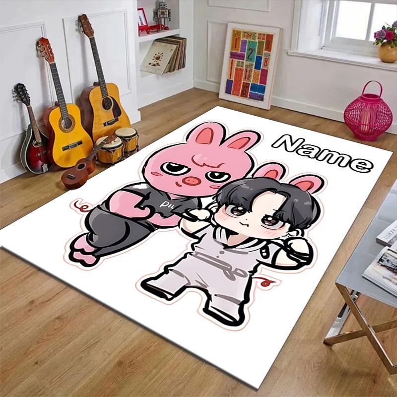 Custom Kpop Team Mat Personalized Name, Polyester Washable Indoor Entryway Rug, Gift for Christmas, Easter, Thanksgiving Day