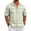 Men's Summer Short Sleeve Cuban Collar Shirt Casual Button Down Lightweight Breathable Fabric Beachwear Shirt