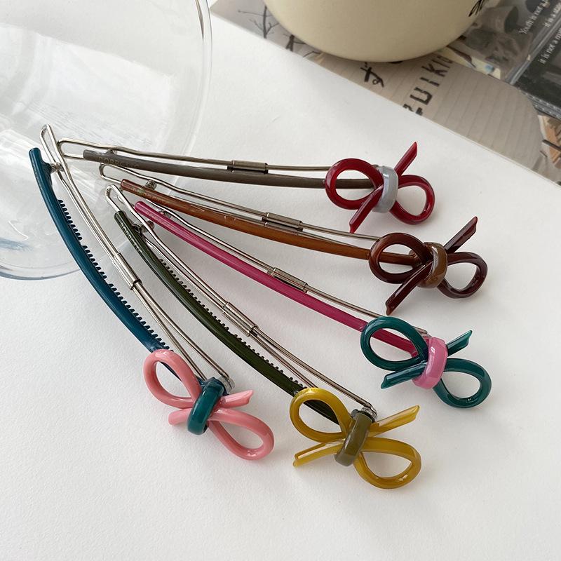 

Retro Blues 3D Bow Acetate Hair Clip - High-End Women s Travel Claw Clip
