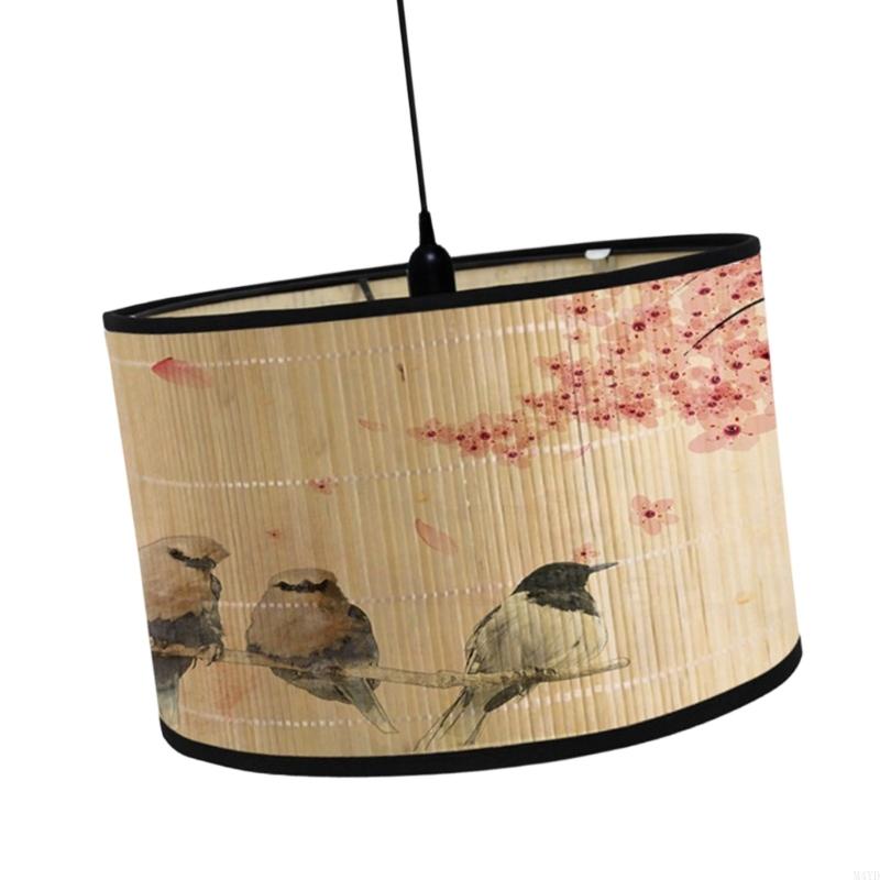 Removable Bamboo Hanging Light Shade Quick Setup Plant Theme Lights Cover Easy Mounting Suitable for Modern Interiors M4YD
