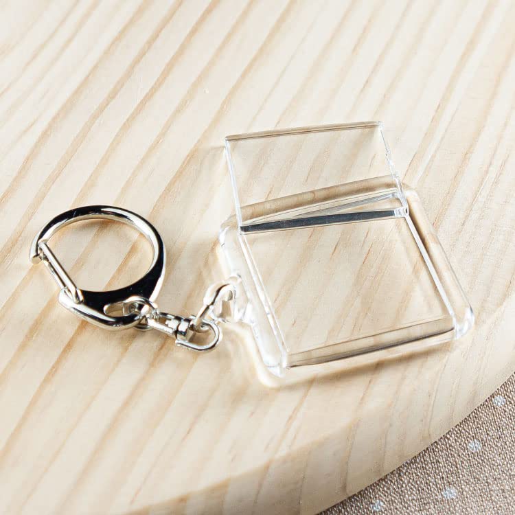 EBISU Design Square Photo-In Keychains (5-Pack), Handmade, Made in Japan, 33mm x 33mm, Clear, kk33