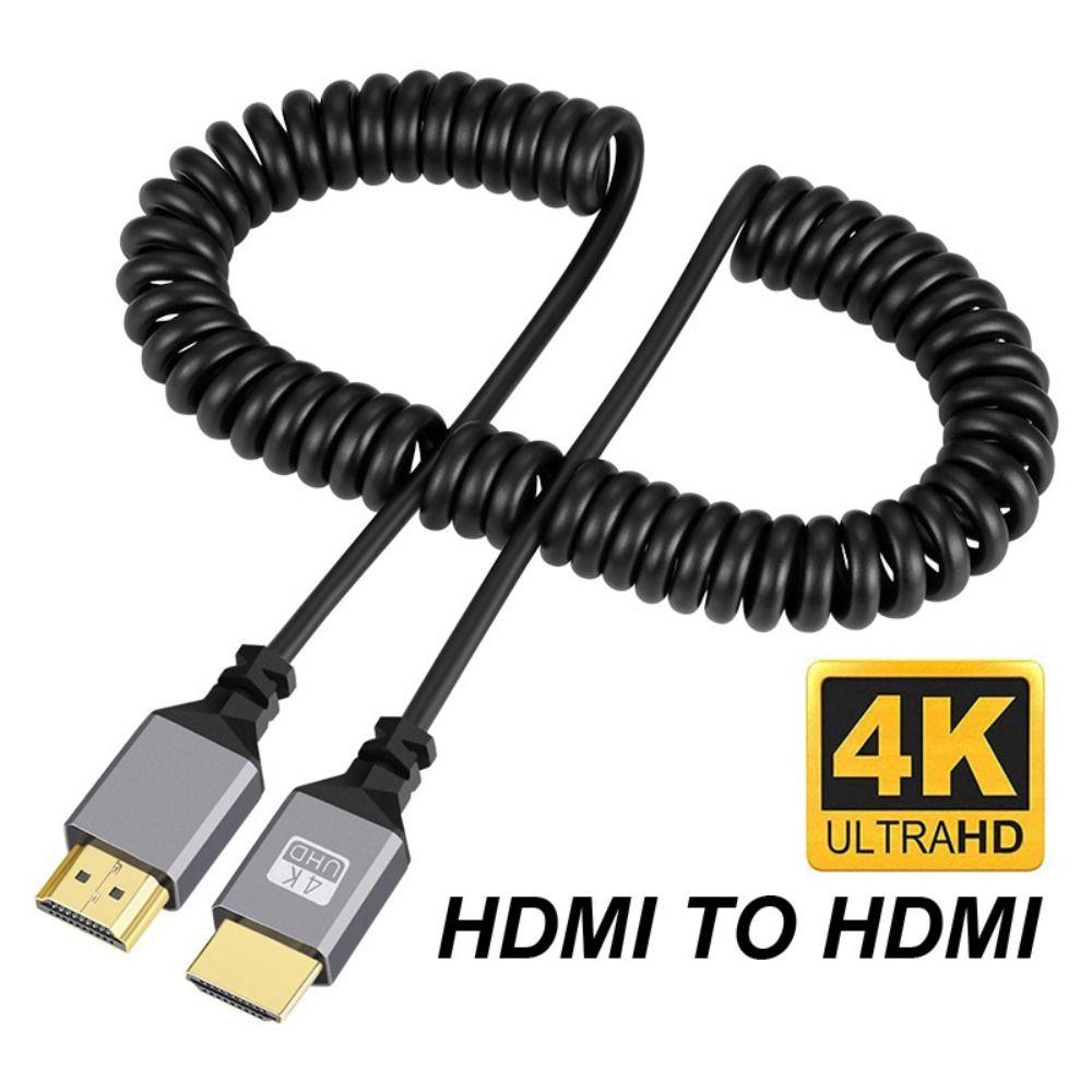 4K 60HZ Micro Mini HDMI TO HDMI Spiral Cable 0.5-2.4M Flexible HDMI-Compatible Spring Cable Extension Male to Male Plug Cable